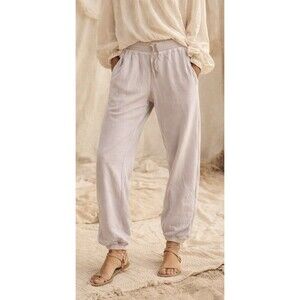 NEW Unsubscribed M 100% Cotton Pastel Orchid Purple Fleece Terry Jogger Pants